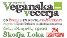 5. veganska večerja na Gorenjskem - Ali so živali res dovolj zaščitene?