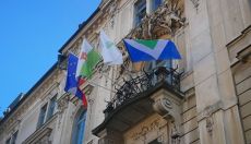 Veganska zastava v centru Ljubljane